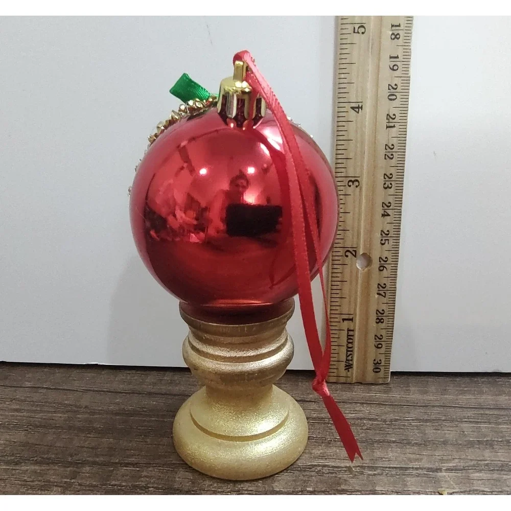 Dog Christmas Ornament Handmade Vtg Style OOAK Shatterproof Puppy Diorama O9